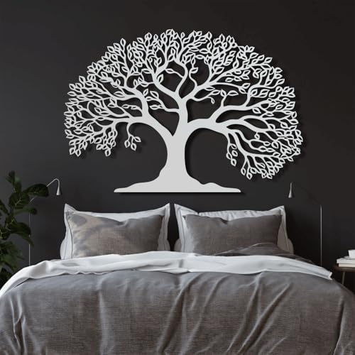 Décoration murale en métal arbre de vie 48x30 cm pour salon