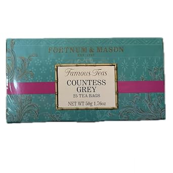Fortnum and Mason Countess Grey Tea 25 Bags 2002119 50g 1.76oz 1 Pack | Cellophane Sealed Box | Enveloped Teabags