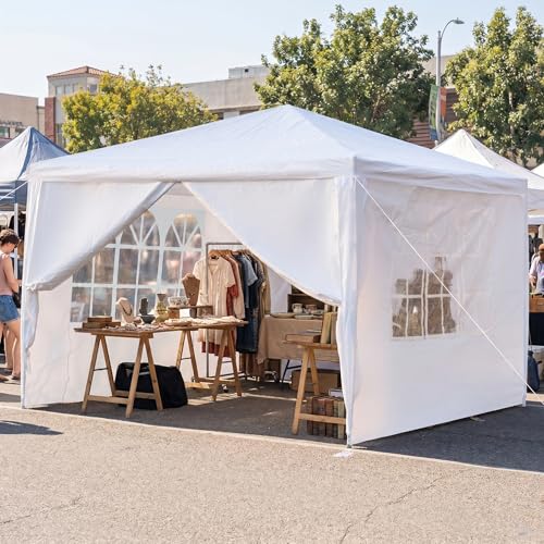 Trygoal 10x10 Outdoor Canopy Tent, Portable Waterproof Party Tent with 4 Sidewalls, Heavy Duty Outdoor Canopy for Backyard Parties, Wedding, Camping & Outdoor Events, White by Trygoal - Used condition - Image 3