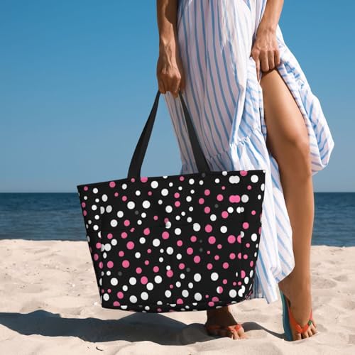 Sac à bandoulière imperméable noir à pois grand format pour la plage - 6