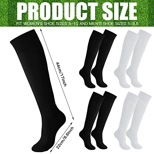 Handepo 4 Pairs Softball Sock Baseball Socks White Black Soccer Knee High for Men Women Adults Athletic Football Sports2