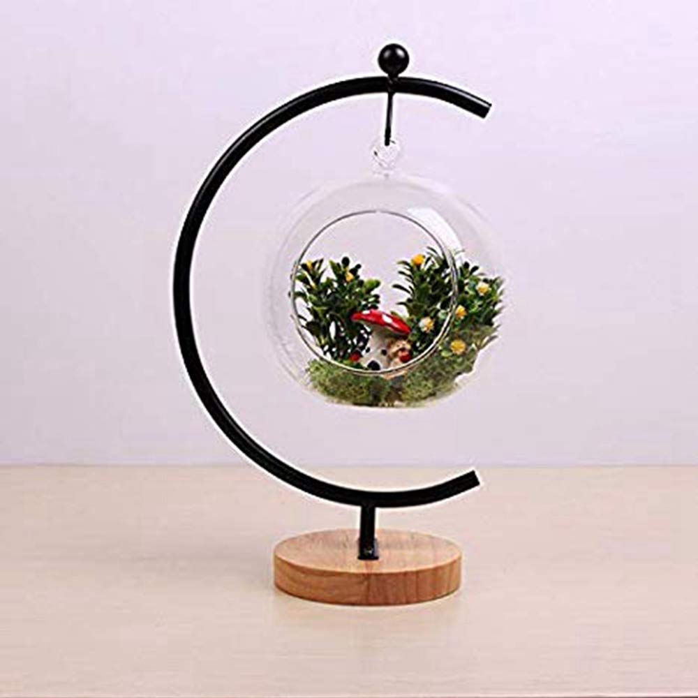 Big Ornament Display Stand, Ornament Stand Holder Iron Pothook Stand for Hanging Glass Globe Air Plant Terrarium, Witch Ball, Christmas Ornament and Home Wedding Decoration (black, Large size)