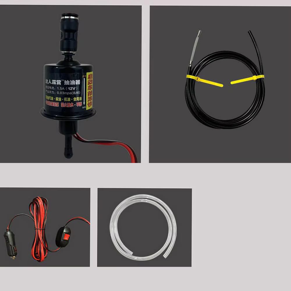 Bomba de Sifón Manual y Eléctrica, Extractor de Aceite Autocebante con Tubo Guía, Bomba Multifuncional para el Depósito de Combustible del Coche