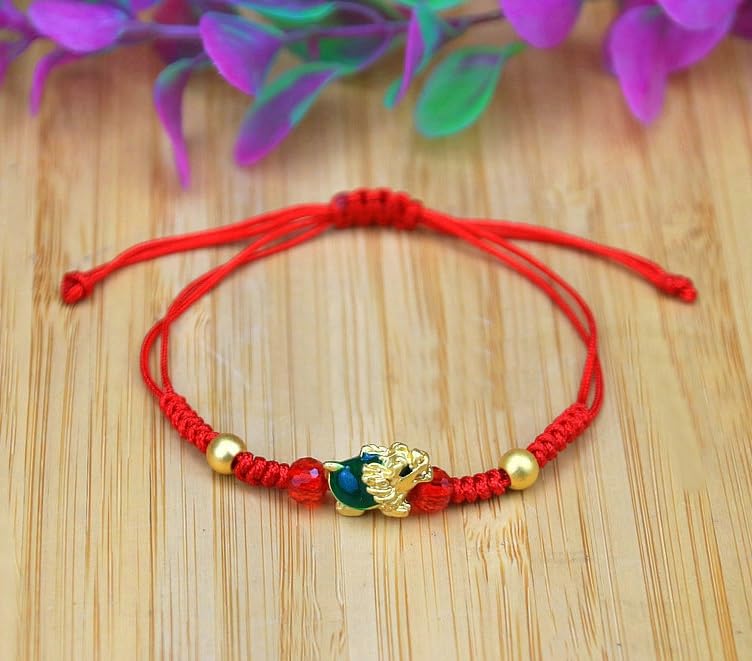Image of 2 /3 pcs 2024 New Year Zodiac Lucky Dragon Braided Bracelets Set Chinese Zodiac Animal Adjustable Charm Imitation Jade Dragon Prospects Blessing Sign Bracelets