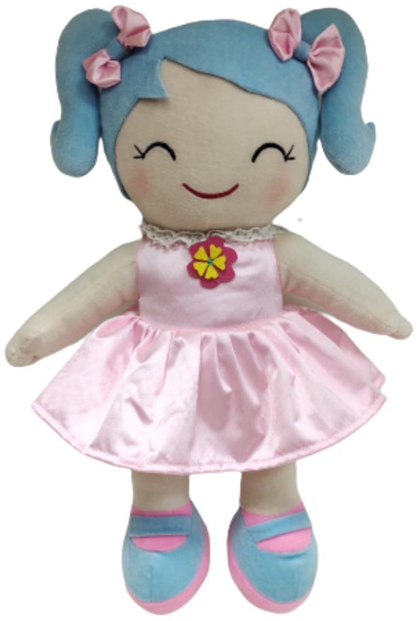 NATKHAT Satin Soft Doll with Printed Dress - 45cm | Adorable Plush Toy for Kids | Soft and Cuddly Stuffed Doll | Ideal Gift for Toddlers and Children, Green