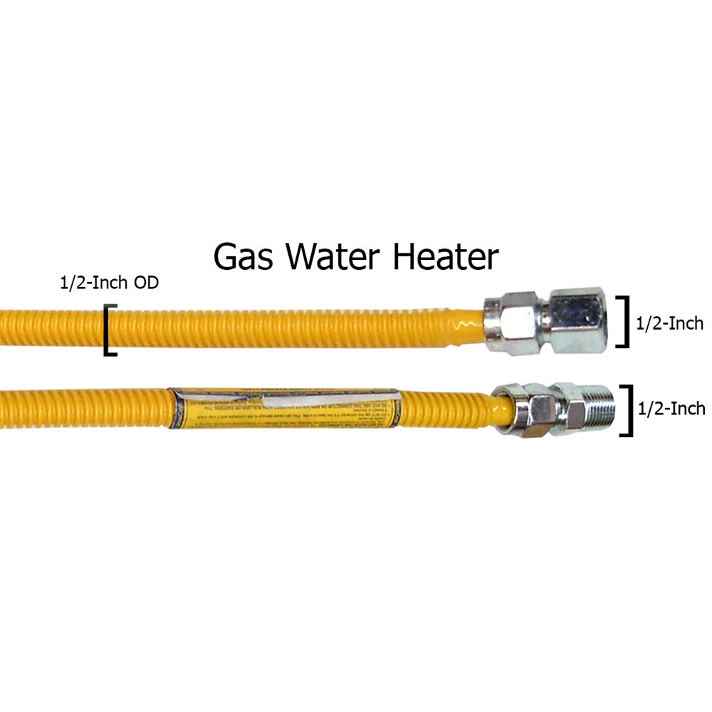 LASCO 10-1221 Flexible Coated Gas Water Heater Supply Line, 12-Inch,  1/2-Inch OD Connector with 1/2-Inch MIP X 1/2-Inch FIP Fittings - Pipe  Fittings - Amazon.com