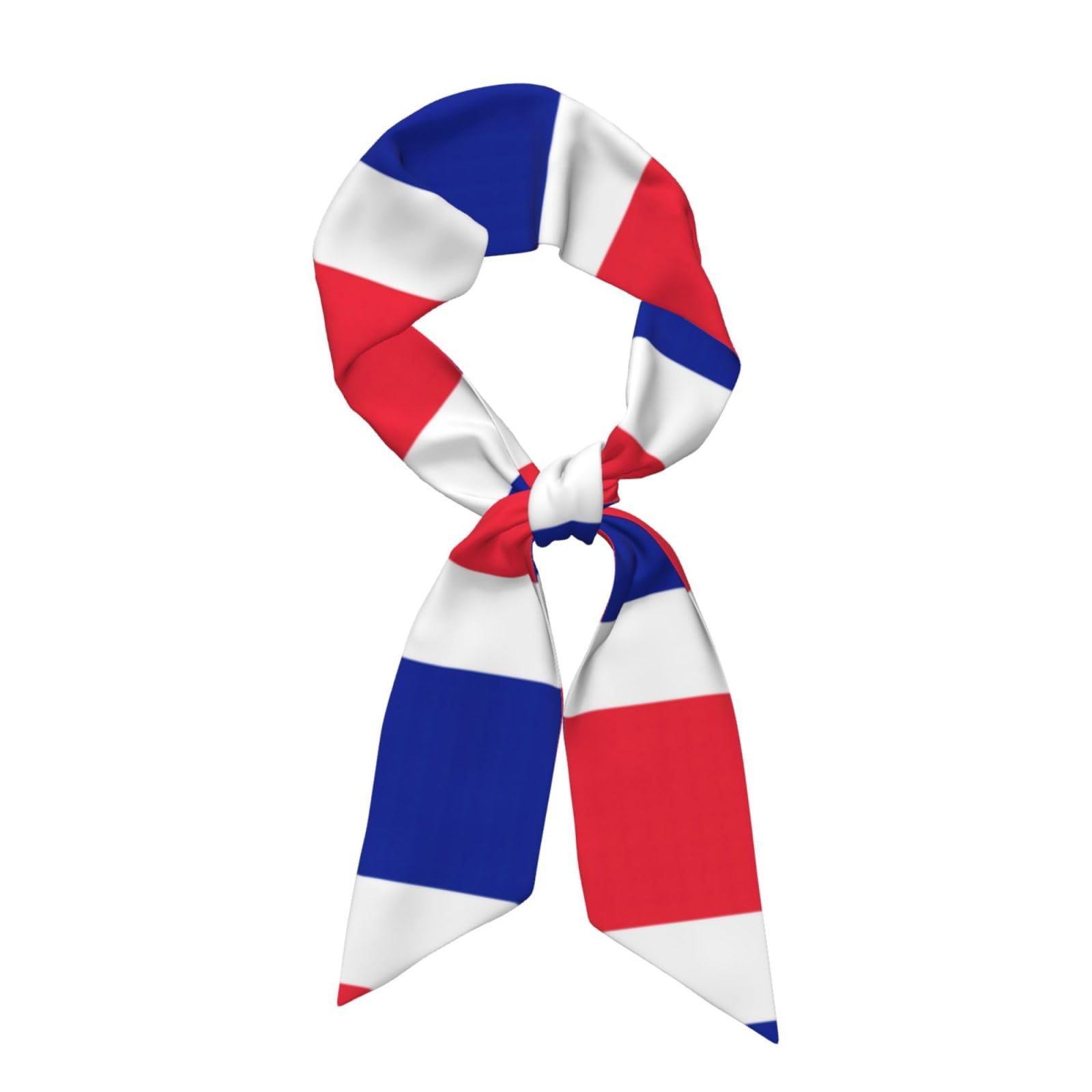 JEJEA French Flag Print Silky Neck Scarf, Fashion Silky Satin Headscarf For Women, Lightweight Silk Graceful Scarfs