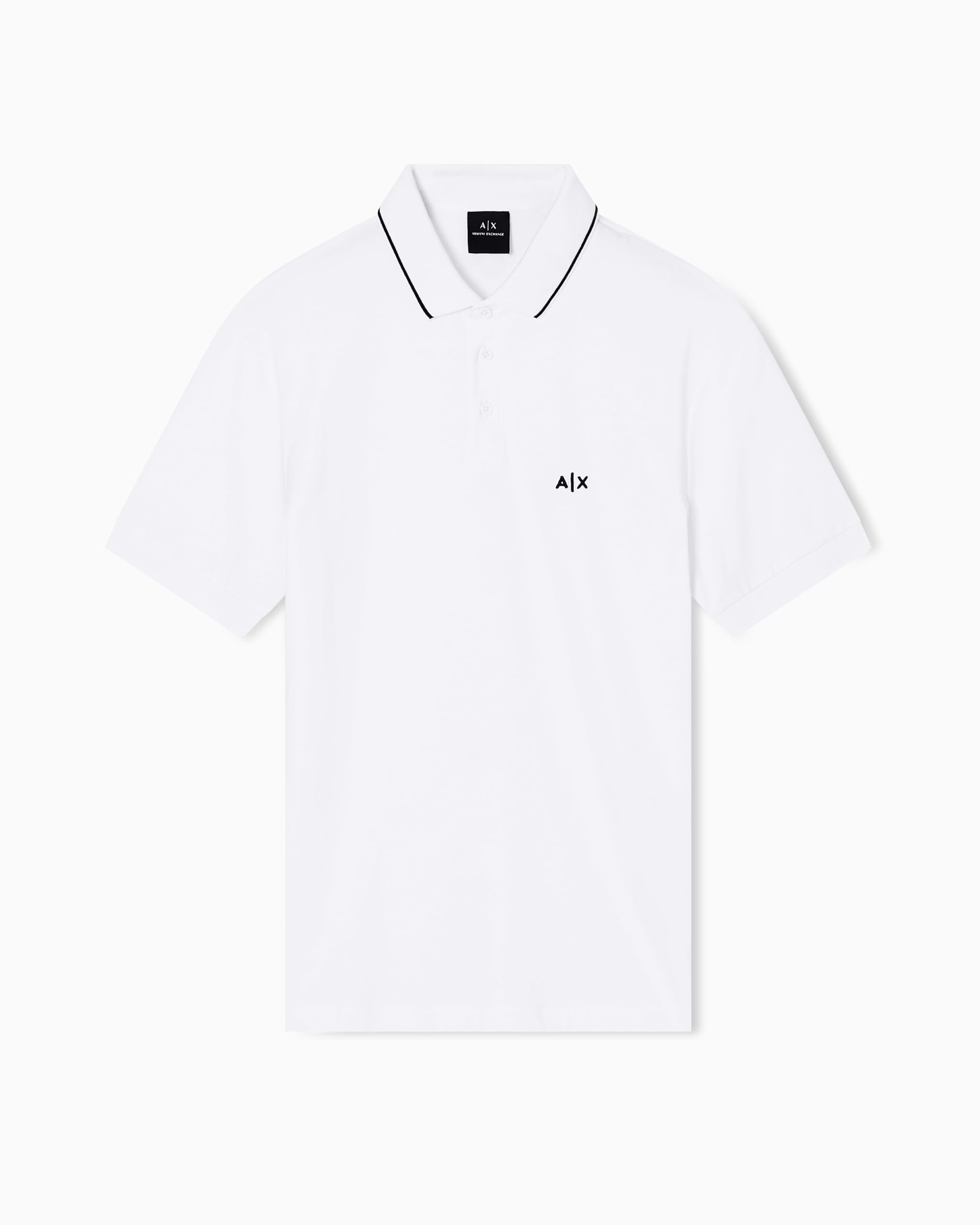 Armani Exchange Polo de Manga Corta para Hombre con Logotipo de Monograma en el Lado del Cuello Bordado, Blanco Roto, M, Blanco Crudo, M