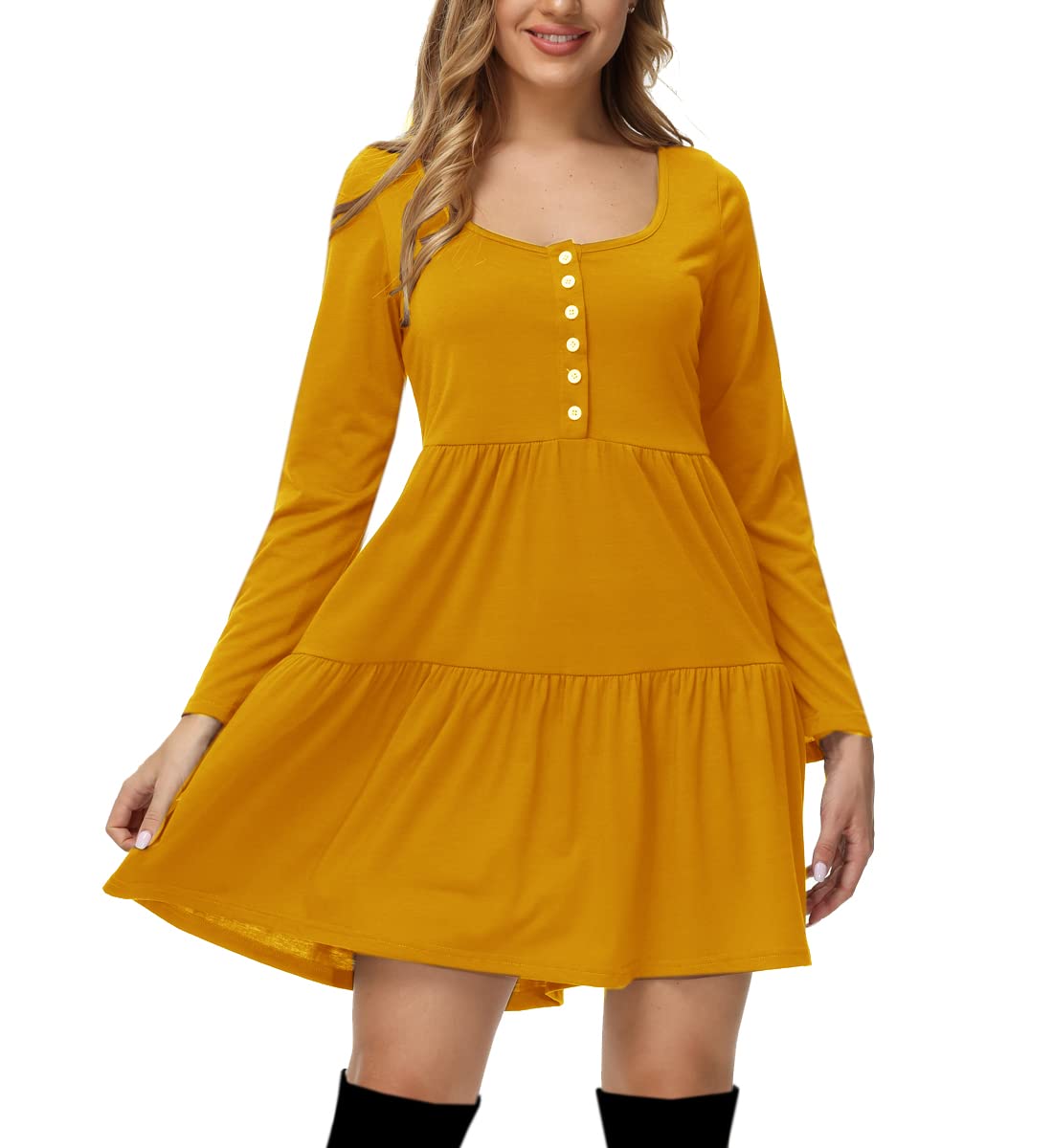 Deerose Womens Button Front Sundress Summer Sleeveless Swing Dresses