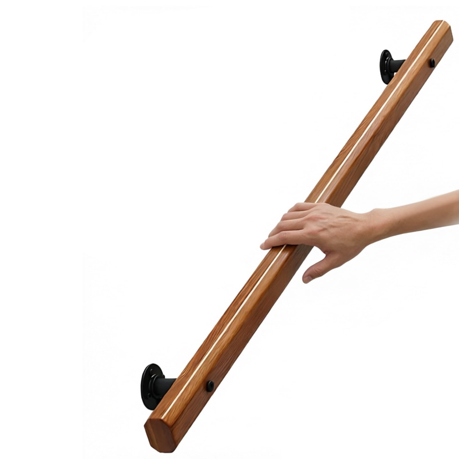 DMCHENGMA Wooden Stair Handrail - Complete Kit with Metal Bracket, Safety Anti-Slip Wall Stair Rail(13ft/390cm)
