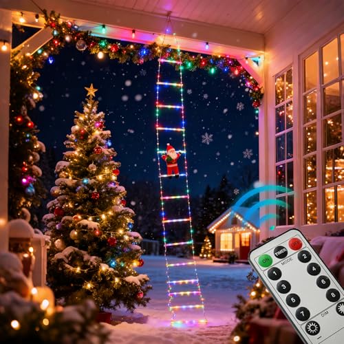 BORDEAG LED Weihnachtsmann Leiter,3.2 Meter 8 Modi...