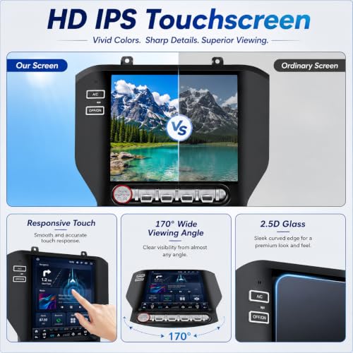 Image of Fit for Ford Mustang 2015-2025 - Custom-designed to seamlessly replace your factory radio without dashboard modification. The 12.1-inch vertical screen matches the OEM look while adding advanced infot