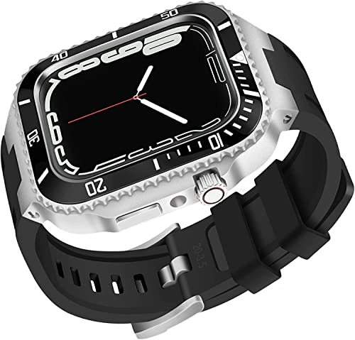 Mod lunette céramique Apple Watch 45mm coque acier bracelet silicone SE