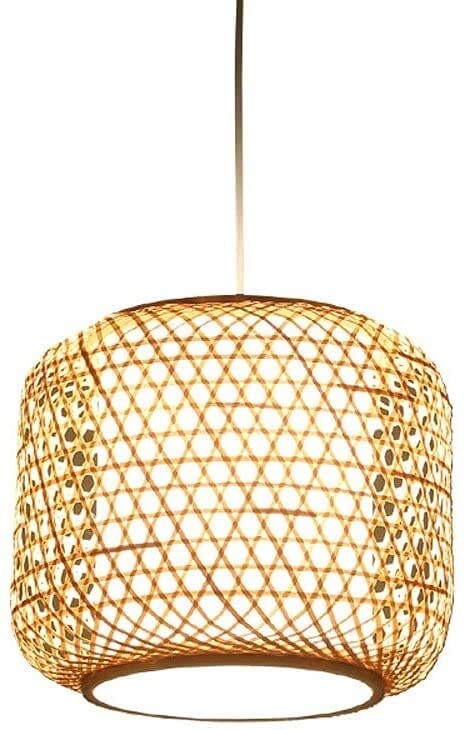 Lámpara de araña retro de bambú trenzado estilo japonés de una luz
