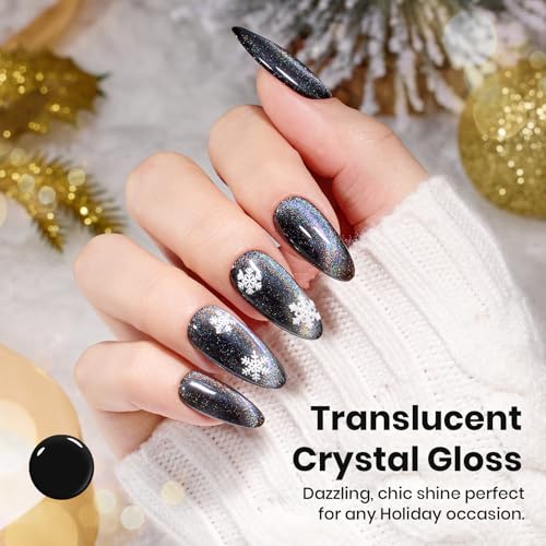 Image of Beetles Prismatic Christmas Cat Eye Gel Nail Polish - 15ML Christmas Silver Glitter Rainbow Cat Eye Gel Polish with Magnet Soak Off UV Velvet Nail Polish Salon DIY Manicure Winter Gift for Women