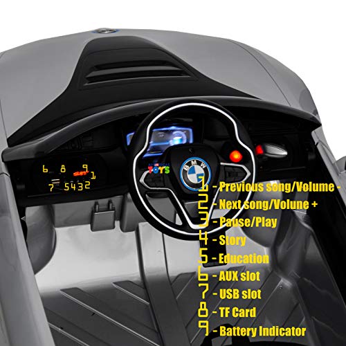 Americas Toys Compatible With Bmw Ride On Car - 12V Battery Electric Car With Remote Control - Ride On Toys For Kid With 4 Wheels Driving, Lights, Open Doors, Leather Seat, Mp3 Music And Horn Silver #TOP7