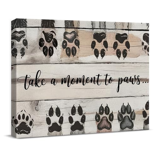 Dog Paw Canvas Wall Art 'Take a Moment to Paws'