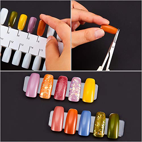 6 Sets 216 Tips Double Layer Nail Color Display Card Plastic Polish Board Nails Display Palette Board With Chain For Nail Design Practice Design Training #TOP4