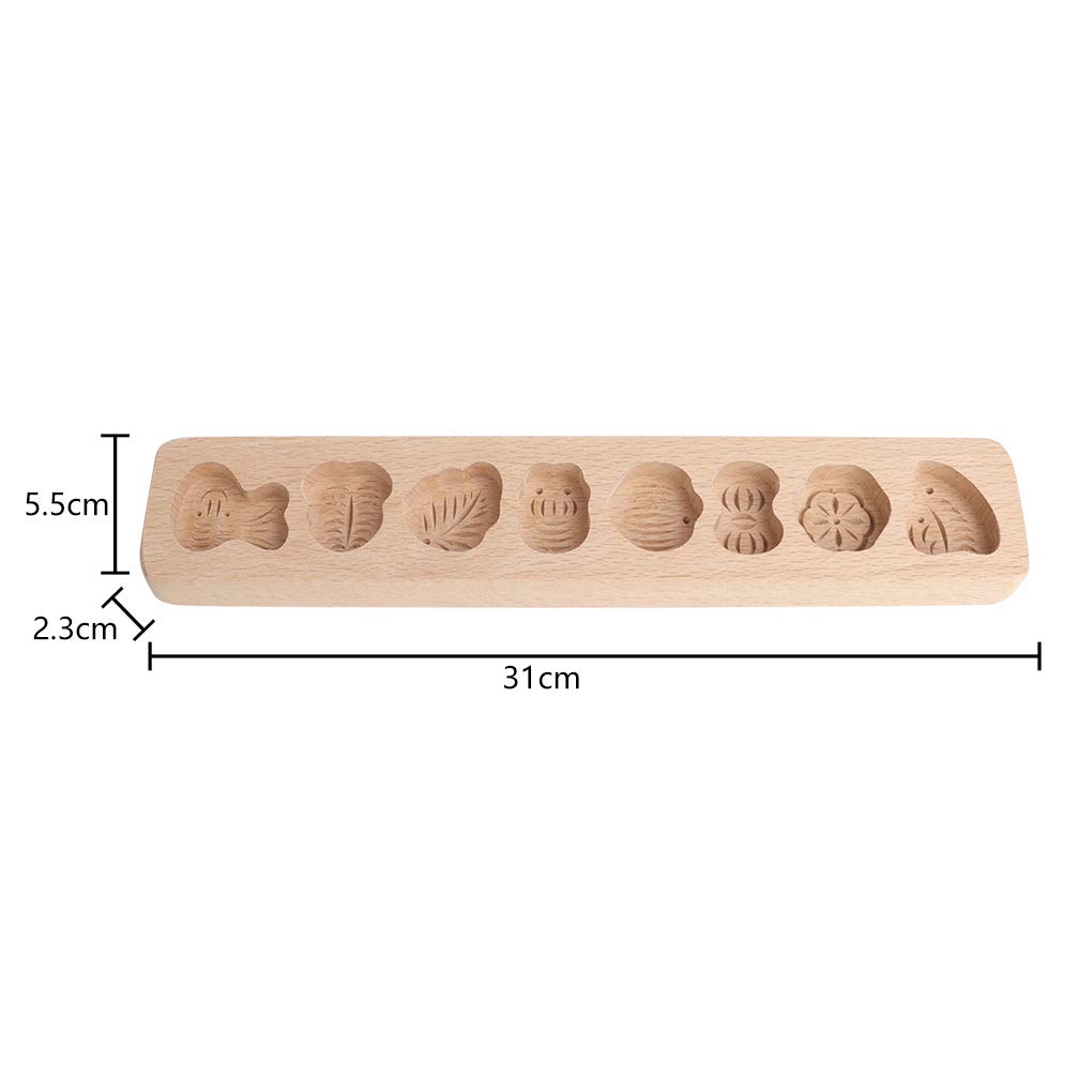 Moldes de madera for galletas, pasteles, antiadherentes, tallados, bricolaje, 8 patrones bonitos, prensa molde, hielo, piel for hornear
