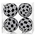 Vickerman 4" Black-White Check Glitter Ball Ornament 4 per Box