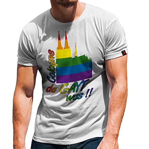 T-shirt arc-en-ciel Cologne Gay CSD Köln Homosexuell PTBG Blanc