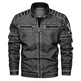CFWL Winter Herren Casual Pu Leder Large Size Lederjacke Grau XXXL Jackeschwarze Motorradxl Wasserdicht Jacke Herrenmotorradhosexl Bomber Jacken Herrenkapuzen Motorrad