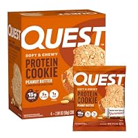 Quest Nutritional Peanut Butter Protein Biscuit, 15g Protein, 1g Sugar, 5g Net Carbs, Keto Friendly, High Protein, Low Carbohydrates; 4