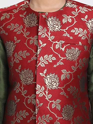 Image of JBN Creation Black Cotton Silk Blend Boys Nehru Modi Jacket