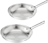 Tefal Duetto On B866S234 - Set di 2 padelle da 24/28 cm, non sigillate, fondo spesso a diffusione del calore, impugnatura comoda, durevole, adatto a tutti i piani cottura, in acciaio inox - 1