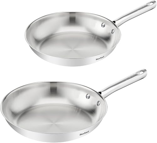 Tefal Duetto On B866S234 - Set di 2 padelle da 24/28 cm, non sigillate, fondo spesso a diffusione del calore, impugnatura comoda, durevole, adatto a tutti i piani cottura, in acciaio inox - 1