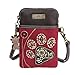 Chala Dazzled Paw Print Cellphone Convertible Strap Crossbody Handbag, Dog Lovers