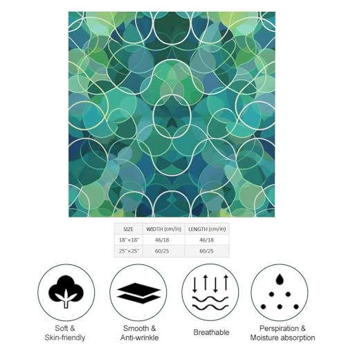 Women Square Head Scarf Boho Hair Scarf Blue And Green Shades Head Kerchief Woman Headband Satin Bandanas Fashion Neck Scarves Silk Headwear for Bag Hair Scarves Gift 25"×25"2