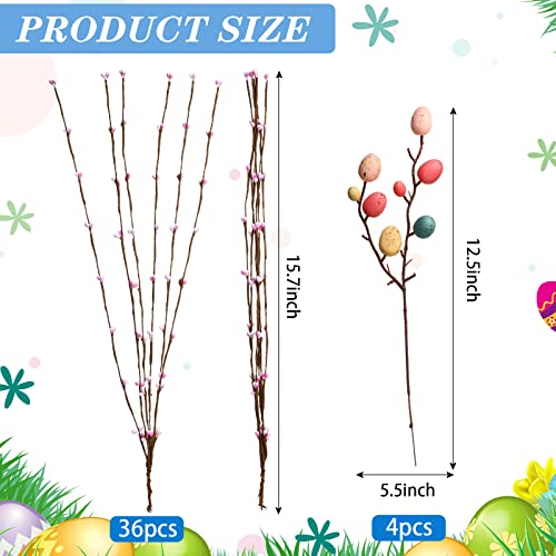 40 Pcs Artificial Easter Spray Vine With Pastel Easter Eggs And Berries Decorative Spring Floral Stems Easter Floral Picks Easter Egg Twig Branches Floral Arrangement Centerpiece Wreath Decoration #TOP2