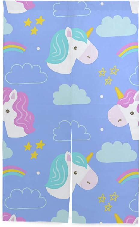 Amazon のれん ユニコーン レインボー 虹 可愛い かわいい 暖簾 ノレン おしゃれ 間仕切り 遮光 目隠し ロング 断熱 つっぱり棒 突っ張り棒 伸縮棒付き 136cm 喫茶店 居酒屋 飾り付け 装飾 人気 のれん オンライン通販