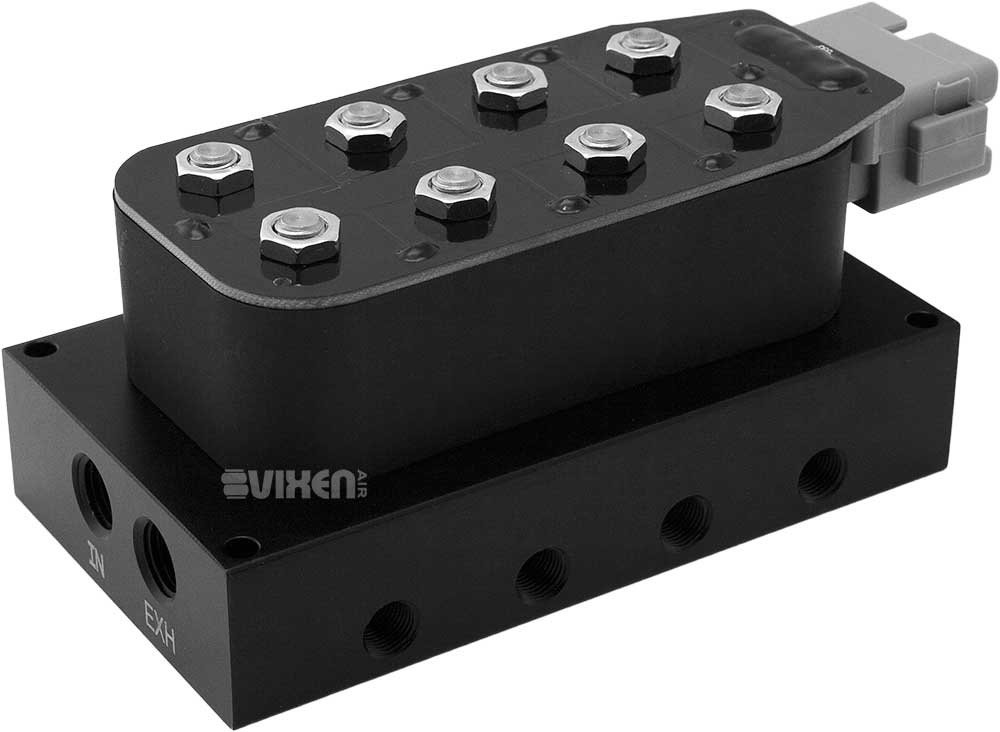 Vixen Air Suspension Valve Manifold 1/4" NPT Kit, with 8 Air Ride