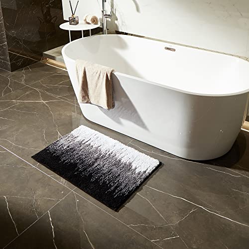 smartdemo Tapis de Bain Antidérapant, 60x90cm, Noir Gris Blanc, Tapis de Sol Absorbant et Doux, Tapis de Salle de Bain et Chambre, pour la Baignoire, la Douche, Lavable en Machine Cover