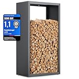 sortiQ Kaminholzregal Metall [DB 703] Kaminholz-Regal für außen & innen - wetterfeste, moderne Brennholz-Stapelhilfe für stabile Holzaufbewahrung Holzlager mit Stellfüßen (90 x 165cm)