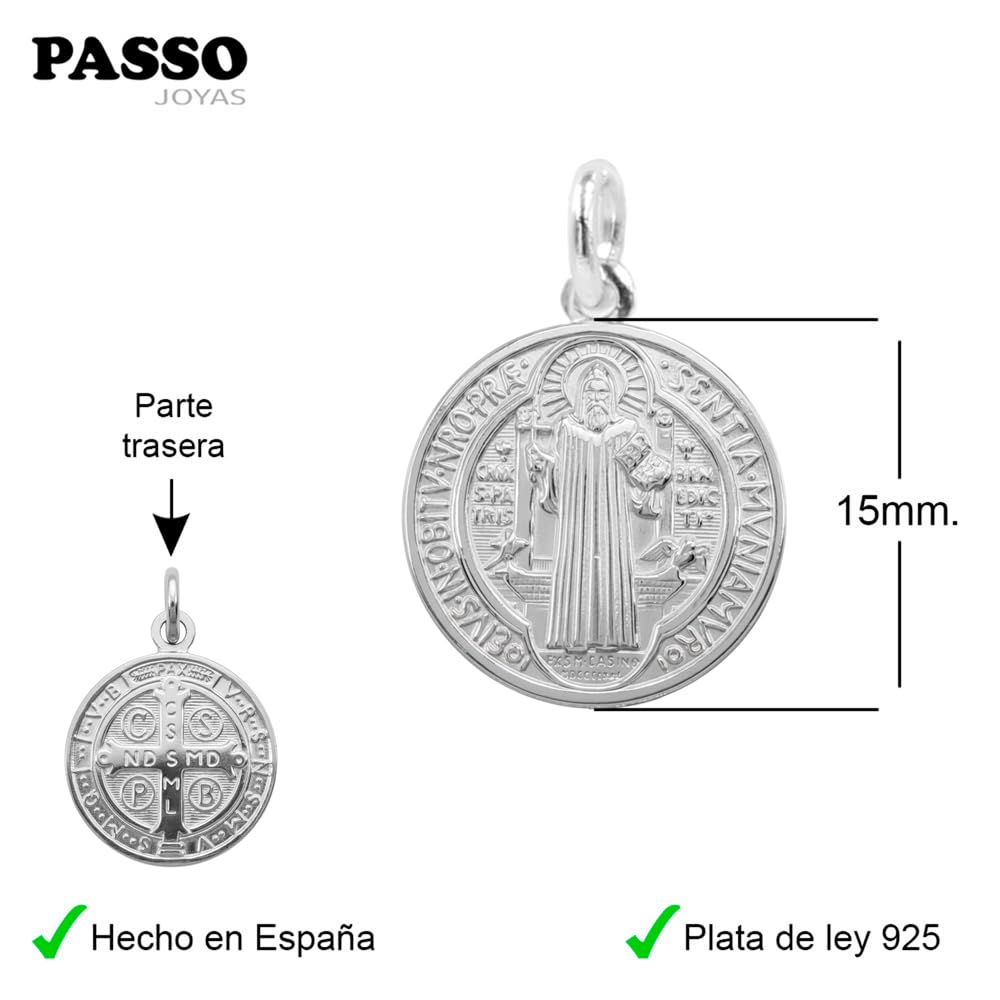 Passo Medalla San Benito Plata de Ley 925 - Amuletos de la suerte y proteccion - Se envía en una cajita Hand Made ideal para regalo