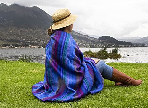Alpakitas Alpaca Wool Soft Blanket | Kids Size Blanket | Cozy Throw Blanket, Lightweight, Breathable, Hypoallergenic, Premium Handmade | 64 X 45 Inches (Blue & Purple) #TOP4