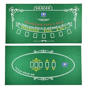 Game Room Heroes Tabletop Casino Felt Layout for Texas Holdem Poker and Blackjack – Premium Professional Grade Mat for Theme Parties, Fundraisers, and Gatherings