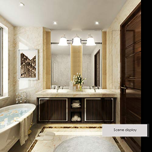 Tangkula Am1826Hm 3 Bathroom Brushed Chrome Mounted With White Alabaster Glass Shade Bath Wall Sconce Pendant Lamp Polished Vanity Light, 3 Lights #TOP1