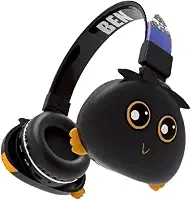 Fone de Ouvido Bluetooth Infantil Mostrinhos Sem Fio Kids - 8 Modelos Divertidos com Conexão Bluetooth e Cabo Auxiliar, Ajuste de Altura e Design Dobrável - Conforto e Diversão (Preto)