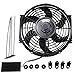 EVIL Radiador EléCtrico de Empuje y TraccióN Ventilador Enfriador Delgado Negro Universal de 10 Pulgadas Kit de Montaje de 12V 80W