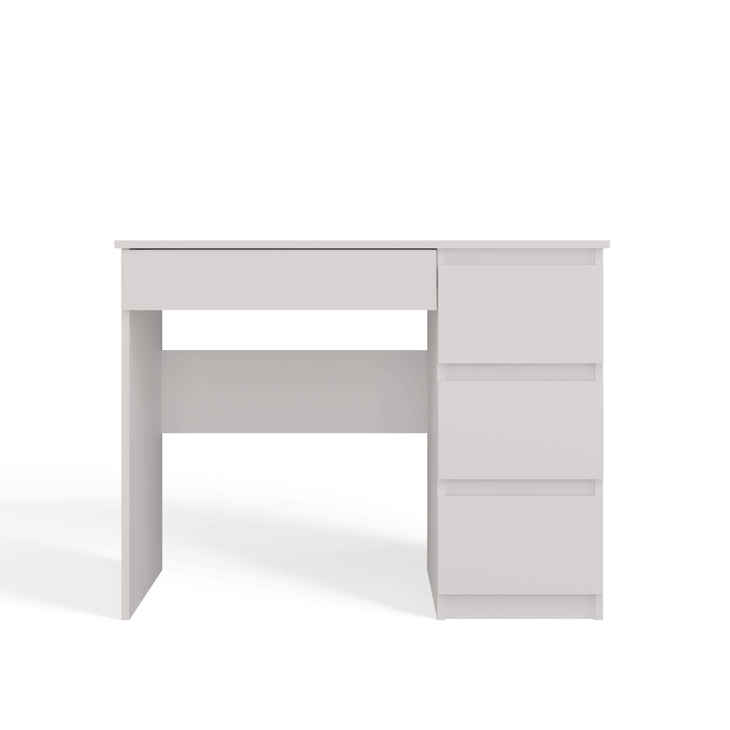 CDF Escritorio 4 Cajones Mesa de Ordenador Oficina Casa Despacho Decoración Diseño Versátil Estudio para Computadora Laptop Portátil Gaming Documentos para Trabajo Juvenil Adulto – Blanco Mate