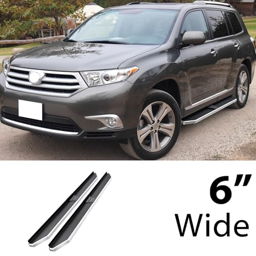 Estribos HD Ridez estilo plano 6 pulg. pulidos para Toyota Highlander 2008-2013 miniatura 2