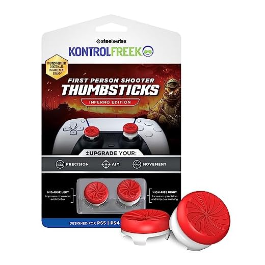 KontrolFreek FPS Freek Inferno für PlayStation 4 (PS4) und PlayStation 5 (PS5) Controller - Performance Thumbsticks - 1 High-Rise, 1 Mid-Rise - Rot/Weiß