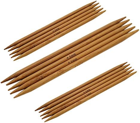 Miniatura 2 de Nuevo 11 tamaños 55 unids/set 5.1 in doble punta carbonizado bambú oscuro agujas de pátina tejer kit de herramientas nacionales 0.079 in-0.197 in FBA