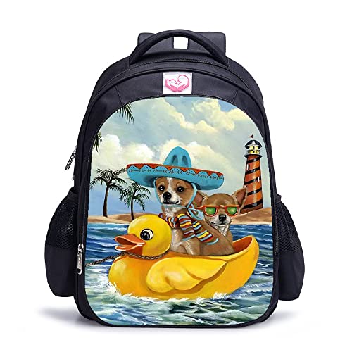 Sac à dos imprimé 3D Chien grand cartable scolaire et voyage 16 inch