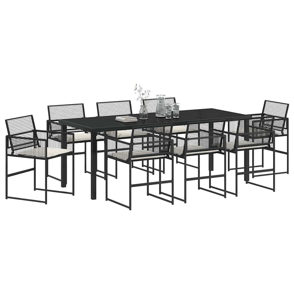 Ensemble de salle à manger pour jardin 9 pcs noir pliable pour un rangement facile
