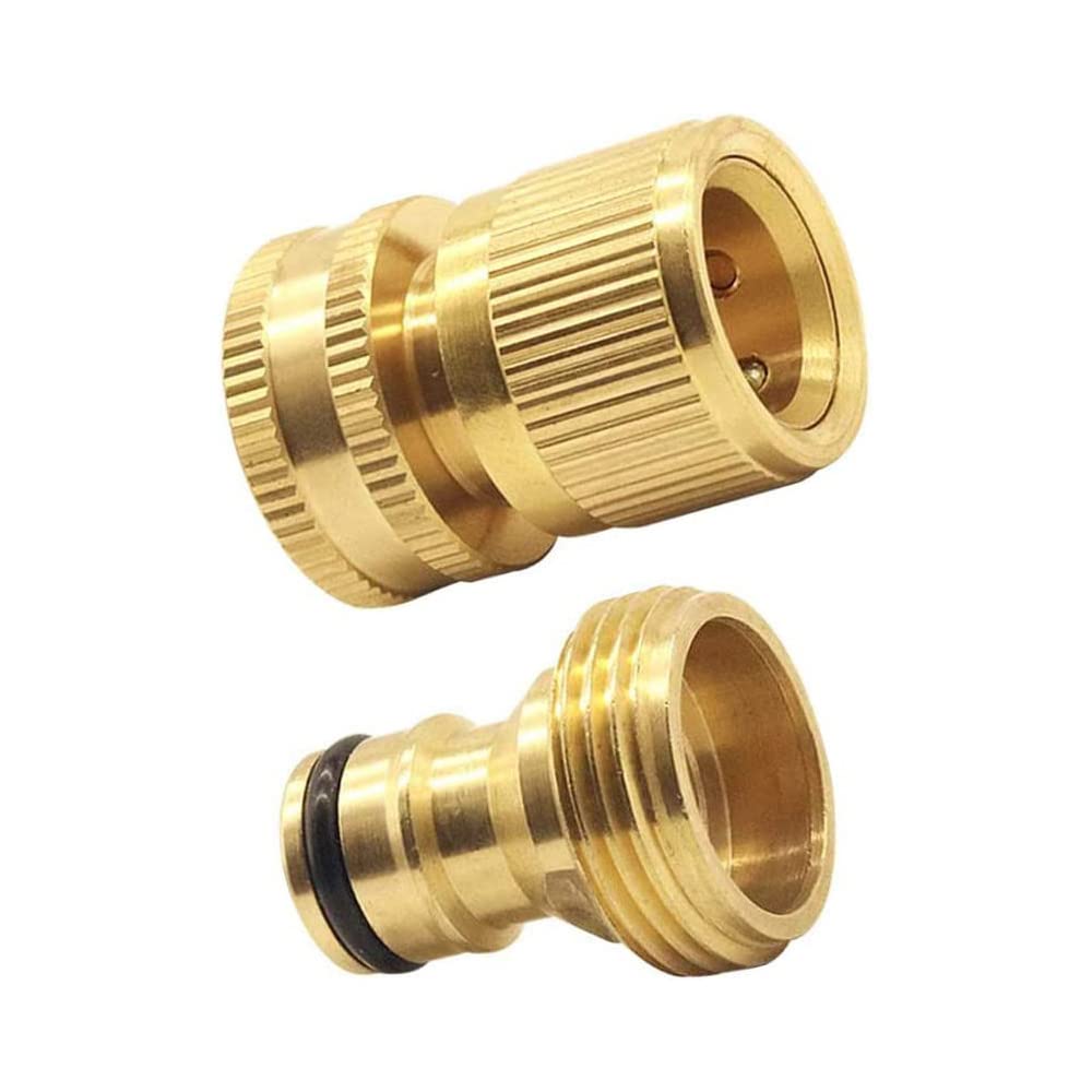 Hose Pipe Connectors Brass Internal Adaptor, 3/4 inch Female Thread Tap Connector & Male Thread Quick Connector Adapter Fitting for Car Wash & Garden Irrigation